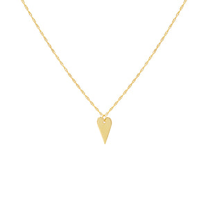14K Gold Elongated Solid Heart Necklace 14K - Adina Eden's Jewels