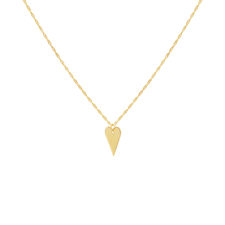 14K Gold Elongated Solid Heart Necklace 14K - Adina Eden's Jewels