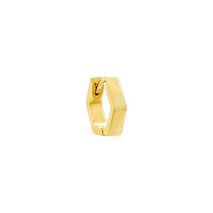 Gold / Single Solid Octagon Huggie Earring - Adina Eden's Jewels