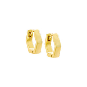 Gold / Pair Solid Octagon Huggie Earring - Adina Eden's Jewels