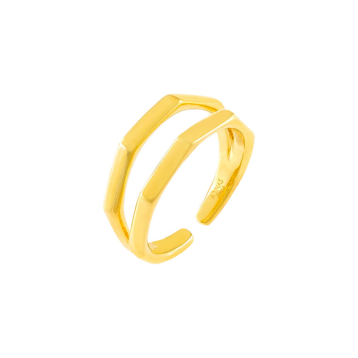 Gold Solid Bamboo Double Row Ring - Adina Eden's Jewels