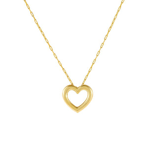 Gold Solid Hollow Open Heart Link Necklace - Adina Eden's Jewels
