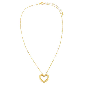  Solid Hollow Open Heart Link Necklace - Adina Eden's Jewels