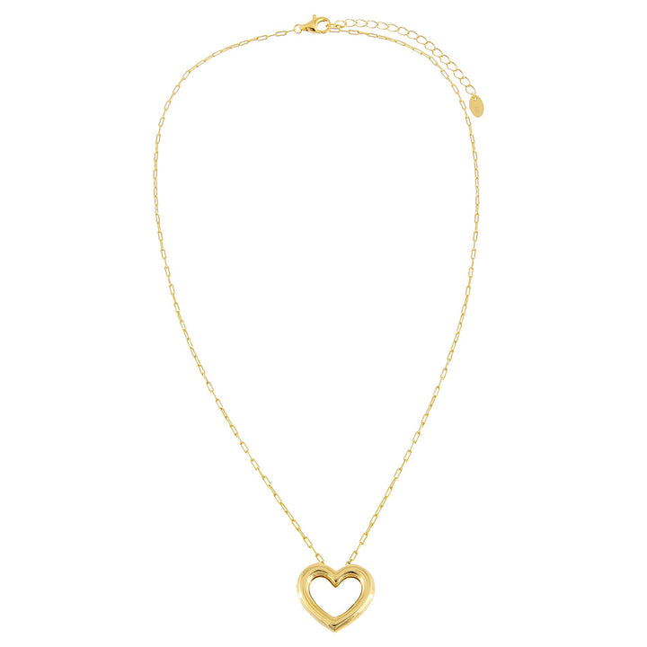  Solid Hollow Open Heart Link Necklace - Adina Eden's Jewels