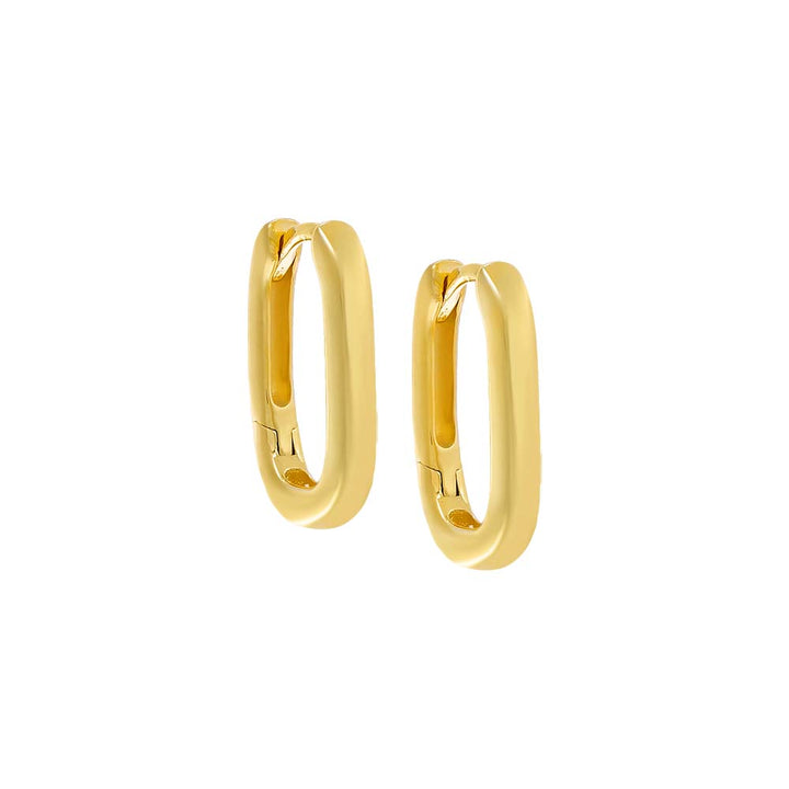 Gold / Pair Solid Oval Shaped Huggie Earring - Adina Eden's Jewels