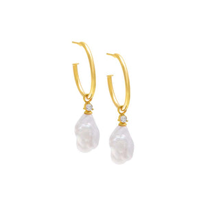 White Fresh Water Pearl Hoop Earring - Adina Eden's Jewels