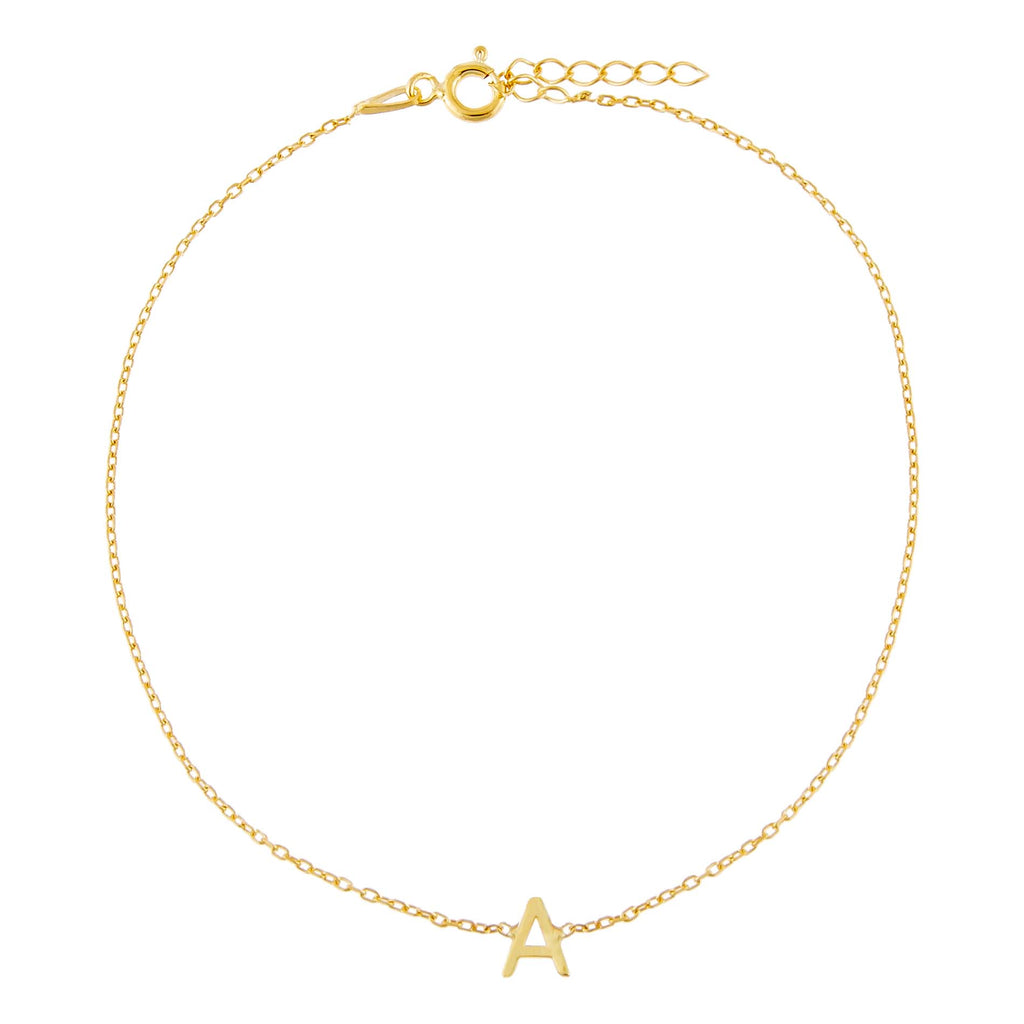 Gold / A Solid Uppercase Initial Anklet - Adina Eden's Jewels