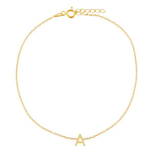 Gold / A Solid Uppercase Initial Anklet - Adina Eden's Jewels