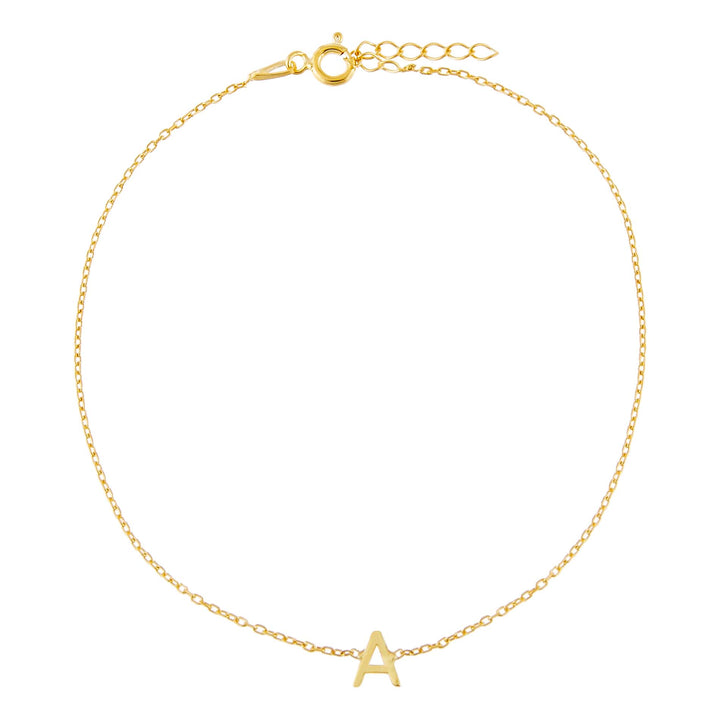 Gold / A Solid Uppercase Initial Anklet - Adina Eden's Jewels