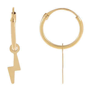 14K Gold Solid Lightning Bolt Hoop Earring 14K - Adina Eden's Jewels