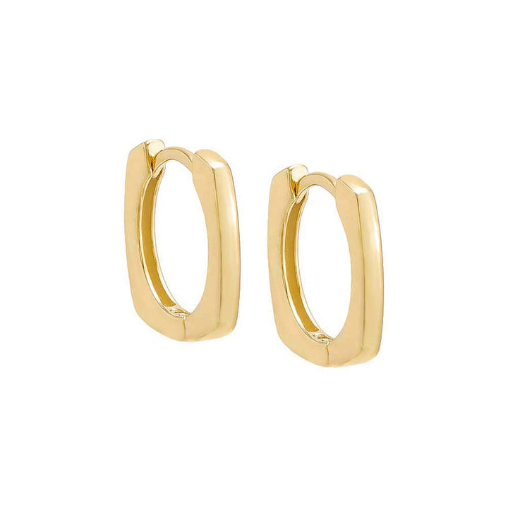 Gold / Pair Thin Solid Square Huggie Earring - Adina Eden's Jewels