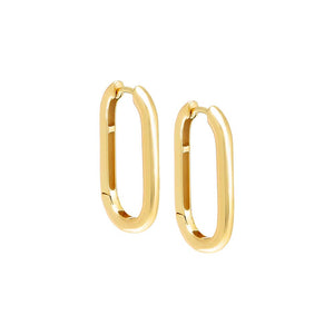 Gold / Pair Solid Large Link Hoop Earring - Adina Eden's Jewels