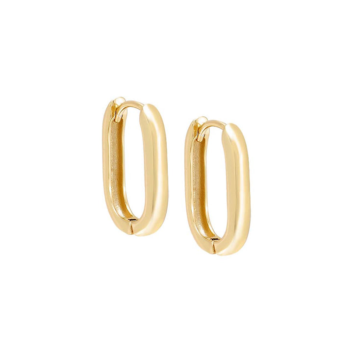 Gold / Pair Solid Thick Link Hoop Earring - Adina Eden's Jewels