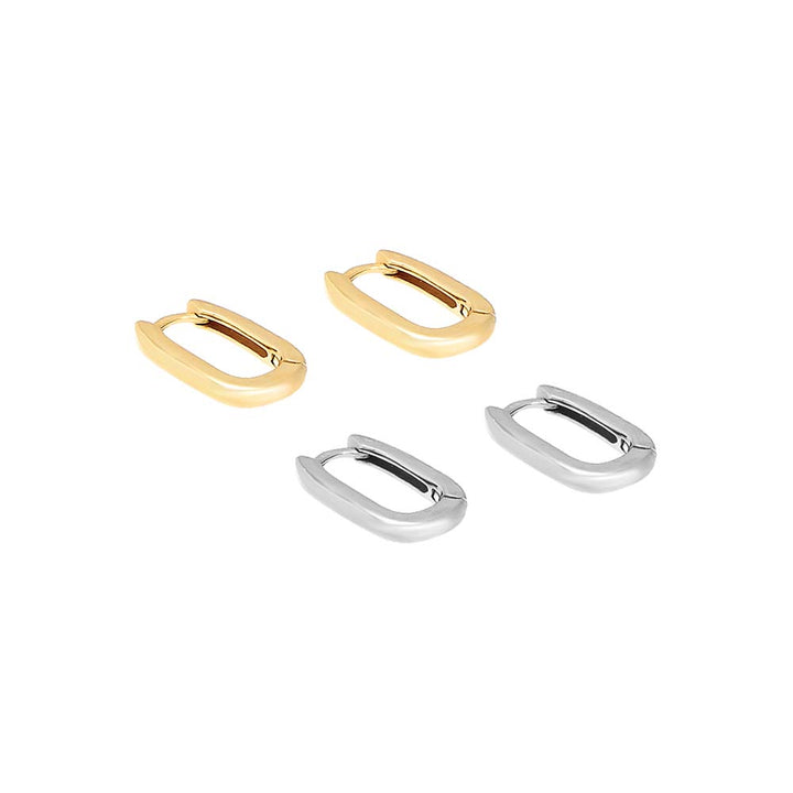  Solid U-Shape Link Huggie Earring - Adina Eden's Jewels