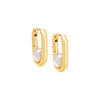 Pearl White / Pair Solid Oval X Pearl Huggie Earring - Adina Eden's Jewels