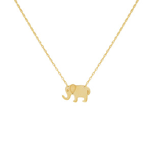 14K Gold Mini Solid Elephant Necklace 14K - Adina Eden's Jewels