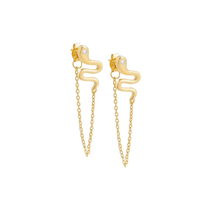 Gold / Pair Snake Chain Drop Earring - Adina Eden's Jewels