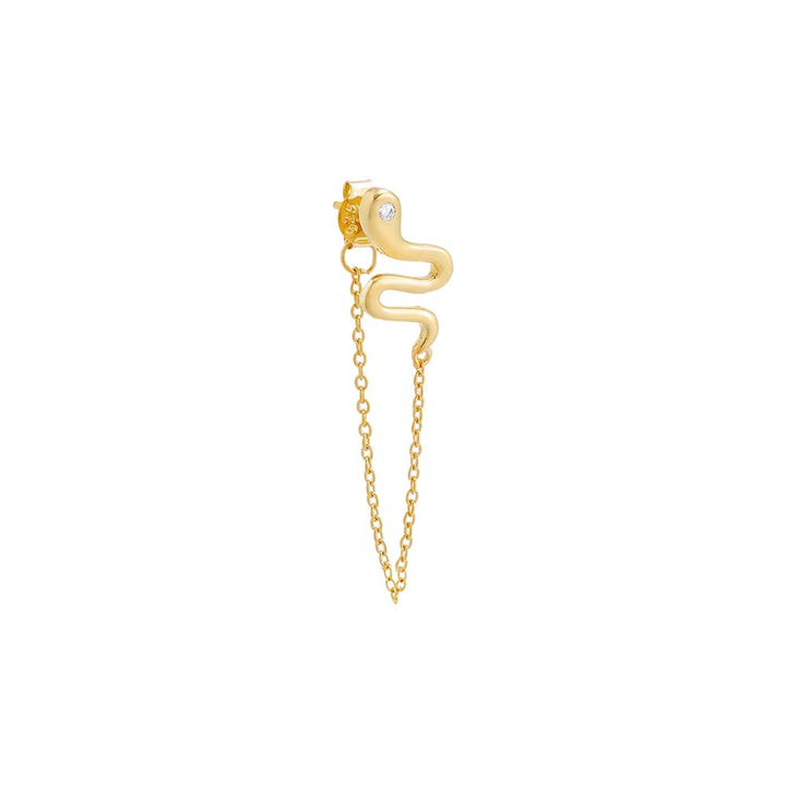 Gold / Single Snake Chain Drop Earring - Adina Eden's Jewels