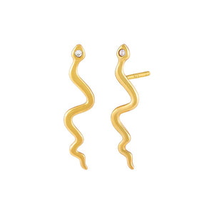 Gold CZ Serpent Drop Stud Earring - Adina Eden's Jewels