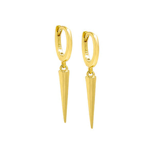 Gold / Pair Solid Spike Huggie Earring - Adina Eden's Jewels