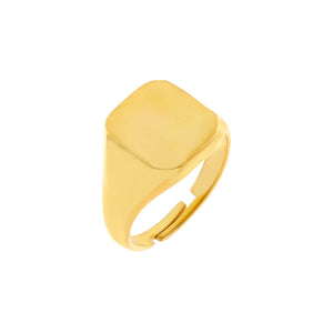 Gold / 6 Engravable Square Ring - Adina Eden's Jewels