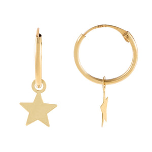 14K Gold Solid Star Hoop Earring 14K - Adina Eden's Jewels