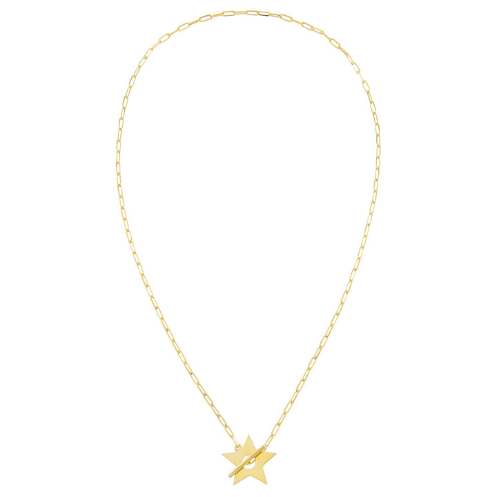 Gold Open Star Toggle Link Necklace - Adina Eden's Jewels