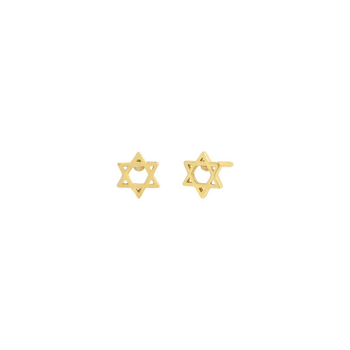 Gold / Pair Solid Star Of David Stud Earring - Adina Eden's Jewels