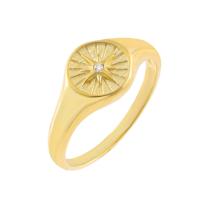 Gold / 7 CZ Starburst Signet Ring - Adina Eden's Jewels