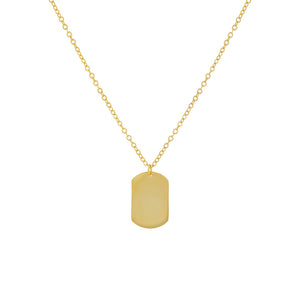 Gold Engravable Solid Dog Tag Necklace - Adina Eden's Jewels
