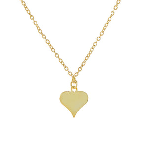 Gold Engraved Mini Solid Heart Necklace - Adina Eden's Jewels