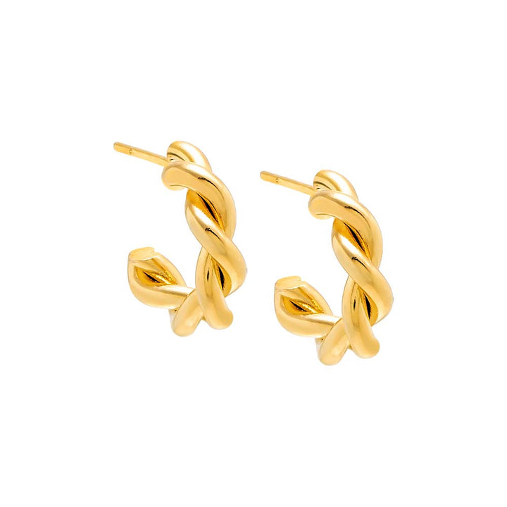 Gold / Pair / 15MM Mini Twisted Hoop Earring - Adina Eden's Jewels