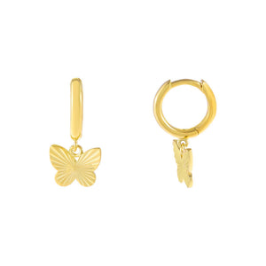 Gold Ridged Butterfly Huggie Earring - Adina Eden's Jewels
