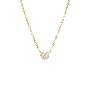 Gold / Round Round Bezel Solitaire Necklace - Adina Eden's Jewels