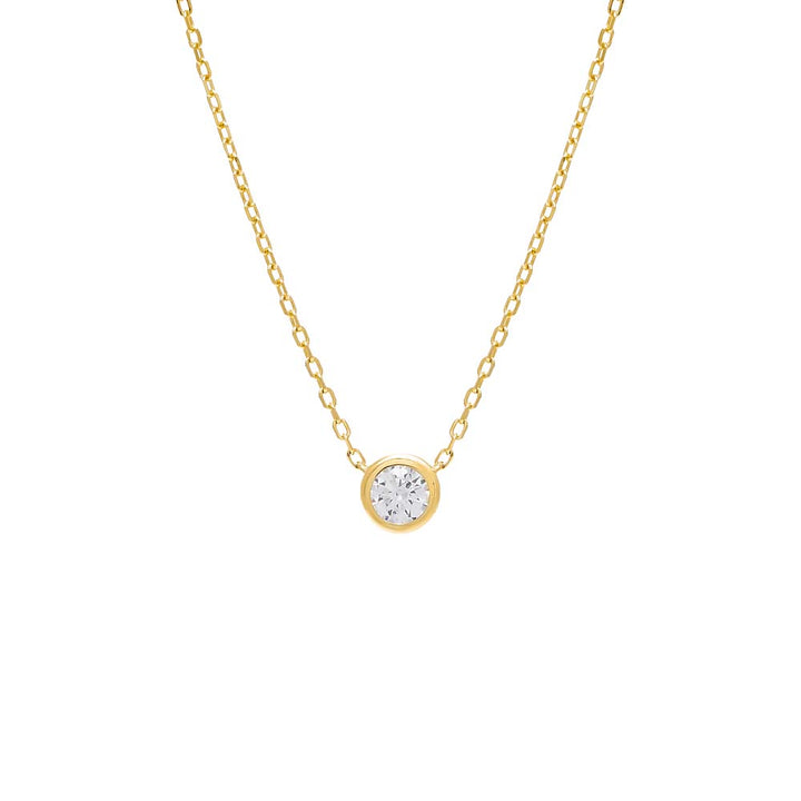 Gold / Round Round Bezel Solitaire Necklace - Adina Eden's Jewels