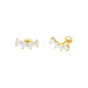 Gold Solitaire Curved Bar Threaded Stud Earring - Adina Eden's Jewels