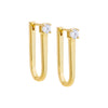 Gold / 25MM CZ Solitaire Elongated Oval Shape Huggie Earring - Adina Eden's Jewels