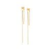 14K Gold / Pair Pave Bar Double Chain Drop Stud Earring 14K - Adina Eden's Jewels