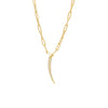 Gold / 16IN Pave Shark Tooth Link Necklace - Adina Eden's Jewels