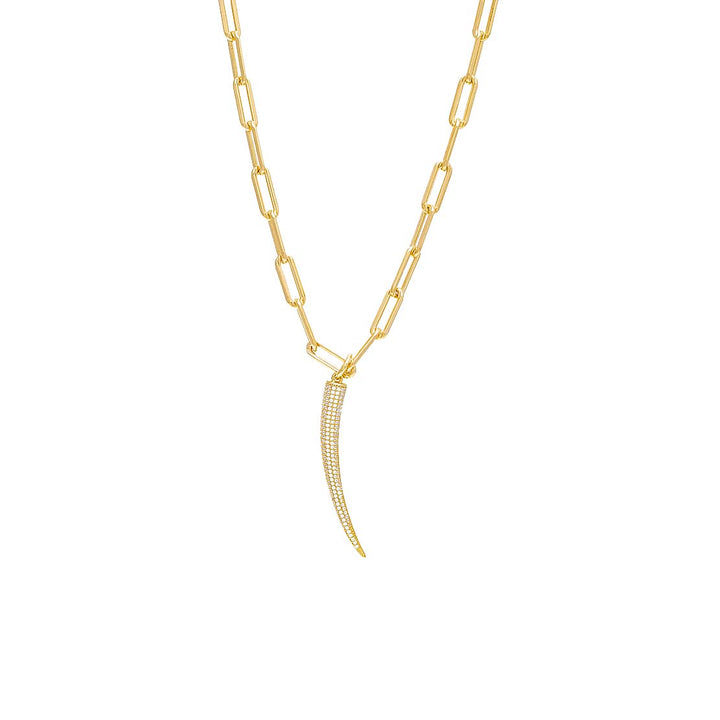 Gold / 16IN Pave Shark Tooth Link Necklace - Adina Eden's Jewels