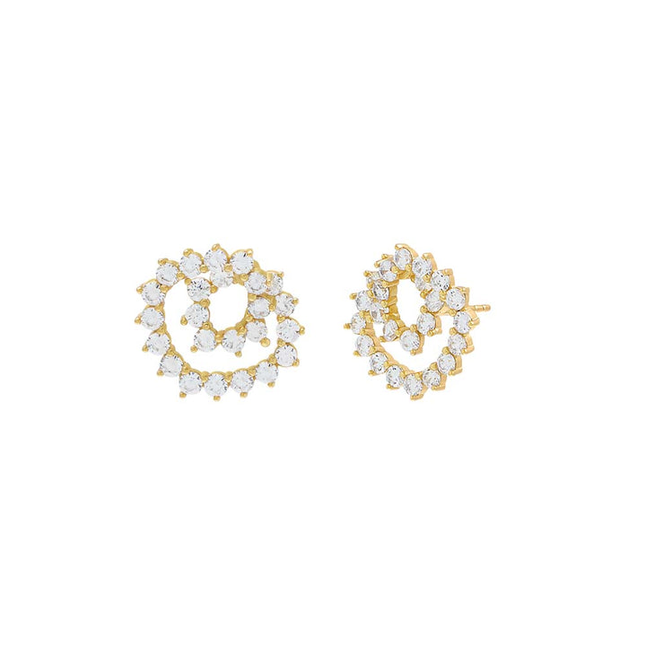 Gold / Pair 3 Prong Tennis Loop On The Ear Stud Earring - Adina Eden's Jewels