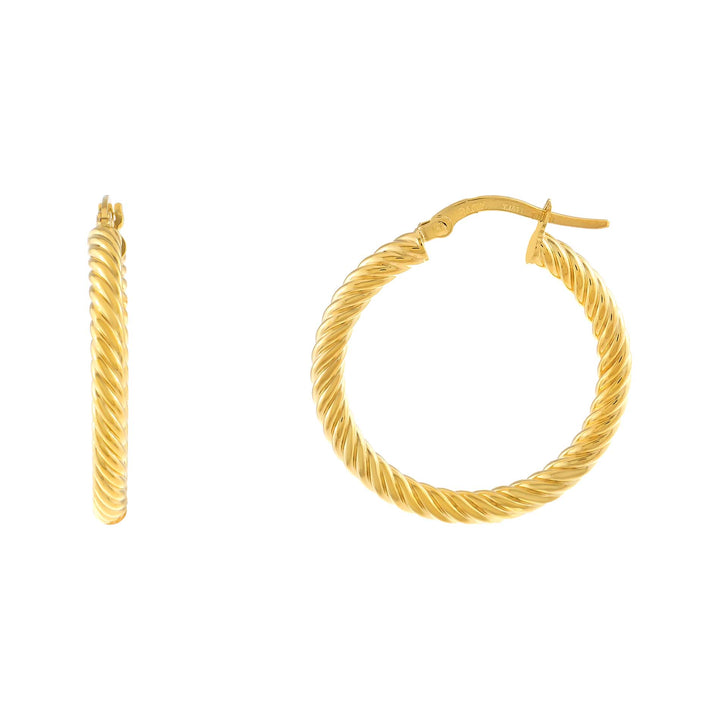 14K Gold Rope Twisted Hoop Earring 14K - Adina Eden's Jewels