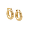 Gold / Pair Mini Solid Ridged Hoop Earring - Adina Eden's Jewels