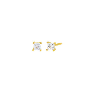Gold / Pair CZ Princess Cut Stud Earring - Adina Eden's Jewels
