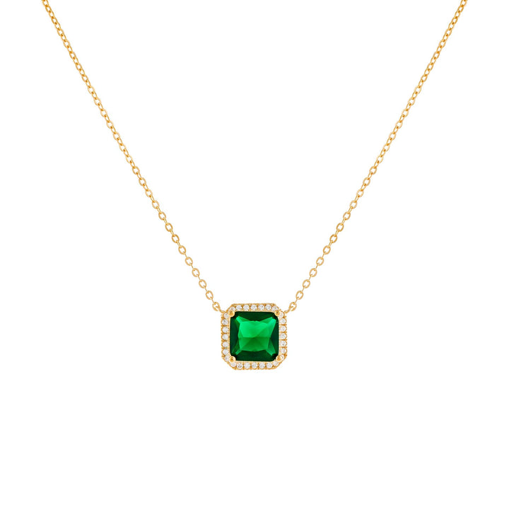 Emerald Green CZ Colored Illusion Square Necklace - Adina Eden's Jewels