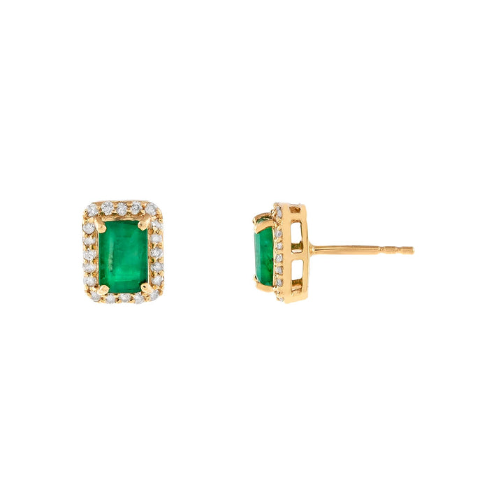 14K Gold Diamond X Emerald Square Stud Earring 14K - Adina Eden's Jewels