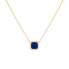 Sapphire Blue CZ Colored Illusion Square Necklace - Adina Eden's Jewels