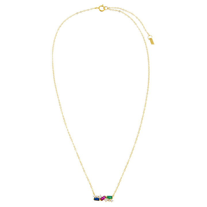  CZ Multi Color Baguette Necklace - Adina Eden's Jewels