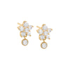 Gold / Pair Dangling CZ Flower Stud Earring - Adina Eden's Jewels