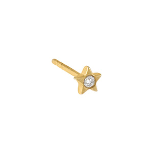 14K Gold / Single Diamond Mini Star Stud Earring 14K - Adina Eden's Jewels